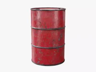 Steel Barrel - Red - Dirty 3D model