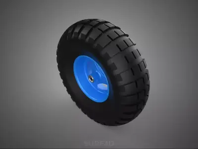 BLUE RIM RUBBER WHEEL TIRE TYRE HUB BEARING CART PNEUMATIC TREAD 3D model