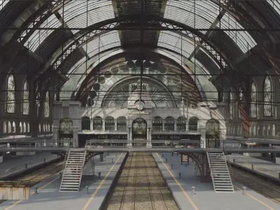Train station 3D model 9