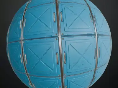 Blue Sci-Fi Padded Metal Plate PBR Seamless Texture
