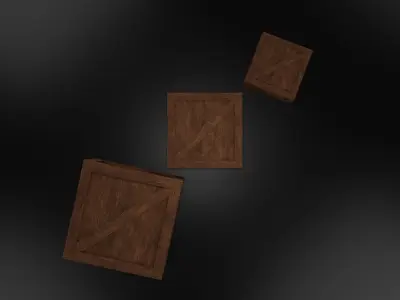 Crate three wooden boxes Low-poly 3D model