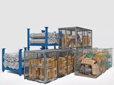 Warehouse materials 3D model