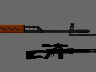 Russian SVD Dragunov Modeled in Blender and Rendered in Maya  Low-poly 3D model