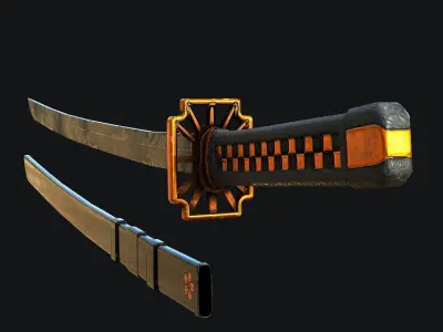 Katana samurai sword Low-poly 3D model purchase