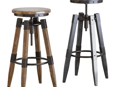 BY-lYJ Bar Stool Industrial Vintage Metal 3D model