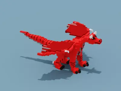 Voxel Dragon Low-poly 3D model