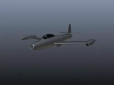 F-84G Model fighter jet flying in sky 3D model