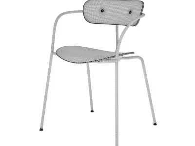 Industrial Dining Chair Plywood Seat with Metal Frame Armrest 3D model