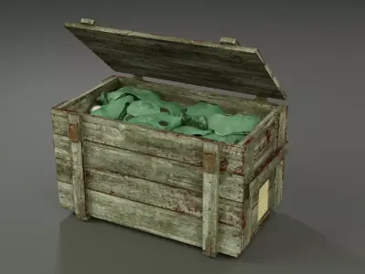 Crate with Gas masks 3D model
