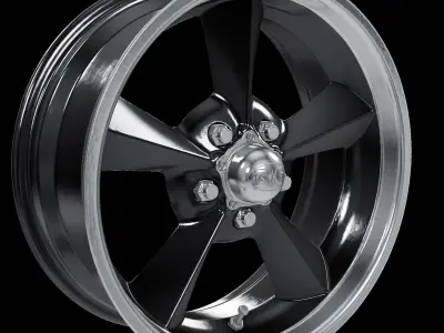 BG Rod Works Old School Wheel 17x8 Gunmetal With Machined Lip  Low-poly 3D model