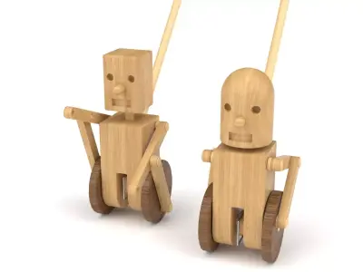 Wooden toy robots 02 3D model