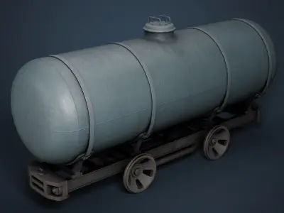 Railroad Platform and Cistern Low-poly 3D model