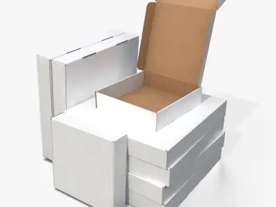 Mailer Boxes - White Low Profile Set 3D model