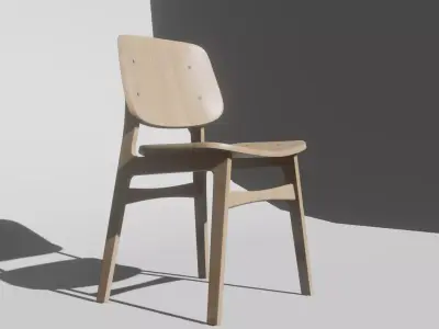 Corvus-Mid-century-Modern-Accent-Chair wooden chair with shadow Free 3D model