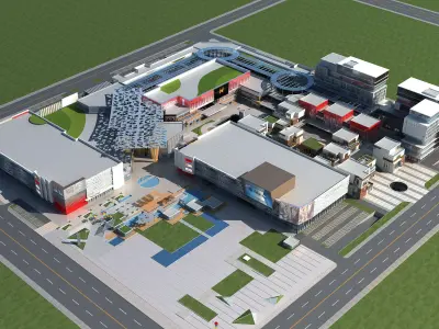 Architecture shopping mall in middle of city 3D model purchase