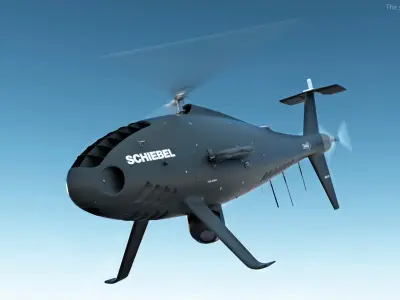 Schiebel Camcopter S100 UAV Rotorcraft Black Rigged 3D model