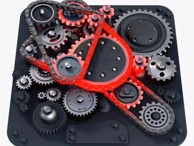 Overheated Gear Mechanism M1 3D model