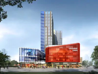 3Dmax fashion city commercial square building 03 3D model