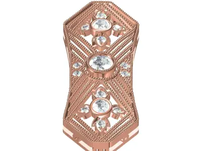 Antique Milgrain Art Deco Diamond Pendant 3D print model