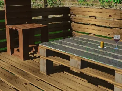 Terrace table and chairs 3D model