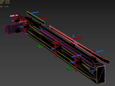 Plate chain conveyor belt 3D model