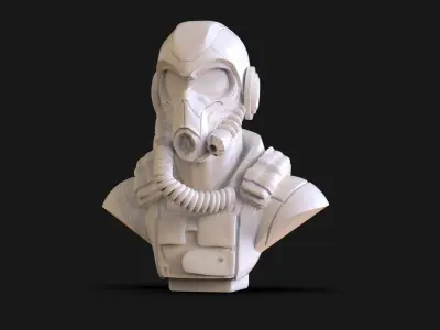 Sci Fi soldier Bust 3D print model