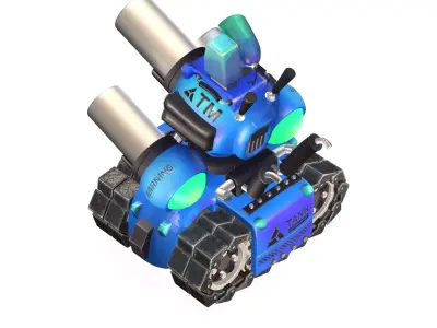 cartoon blue  Advanced Tank Low-poly 3D model