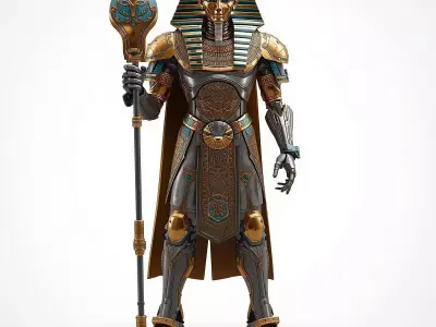 Futuristic Cyberpunk Pharaoh Statue 3D model