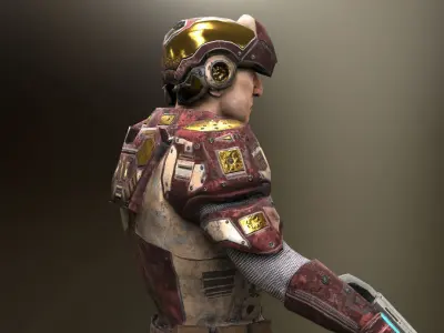 Golden Soldier Low-poly 3D model