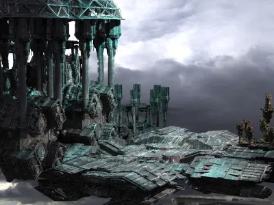 Occult Elven Sci fi floor kitbash 3D model