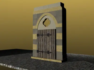Medieval Lombard Style Portal no 3 Low-poly 3D model