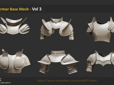 30 Armor Base Mesh - Vol 3   Low-poly 3D model