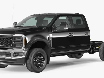 Black Chassis Cab Four Doors 3D model