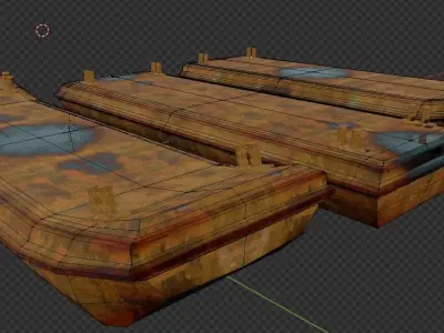 Barges Set three rusty containers Low-poly 3D model