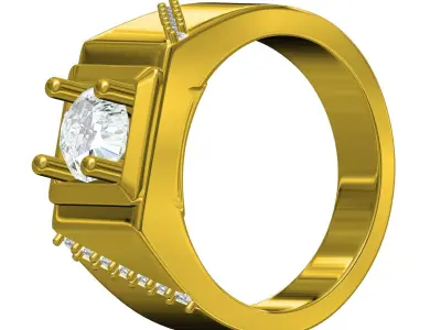 Antique Solitaire Ring for Men 3D print model