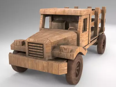 Wood Toy Truck 1 Low-poly 3D model