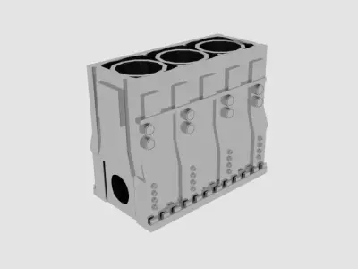 Blockengine metal box with four compartments Low-poly 3D model