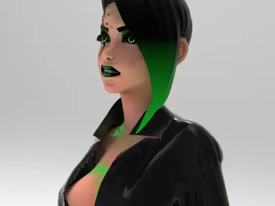 Green Sci-fi Girl Low-poly 3D model