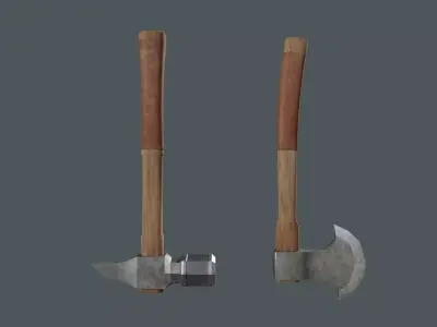 low poly weapon 1 two axes Free 3D model