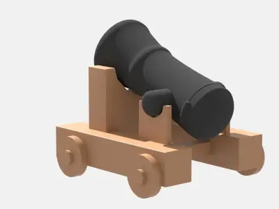 Medieval cannon Low-poly 3D model 4