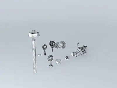 Nuts and bolts and hardware and gear motor Free 3D model
