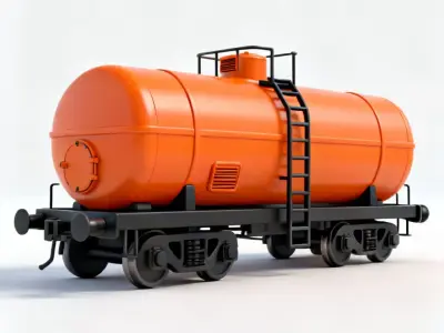 Stylized Cartoon Toy Tanker Orange Train 3d model Low-poly 3D model