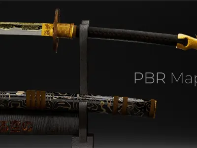Eiki Katana Game Ready Low-poly 3D model