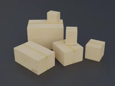 Packaging Boxes Carton Low-poly 3D model