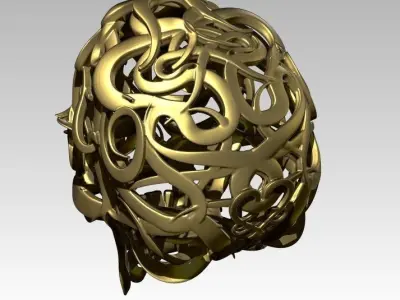 Carving Pattern Man Head Skull Wareframe  Pendant Jewel 3D print model