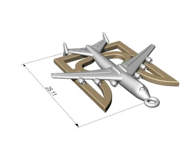 Pendant Ukrainian coat of arms with aircraft AN- 225 3D print model
