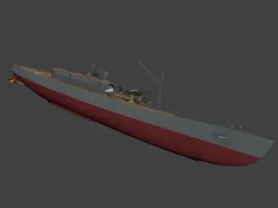 I 400 class submarine Low-poly 3D model