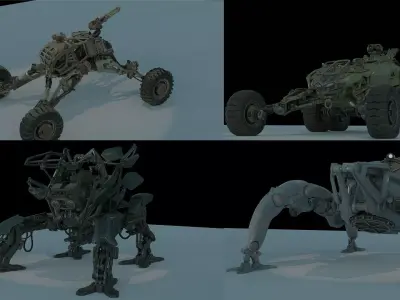 Sci-fi Mecha And Military vehicles Pack Low-poly 3D model