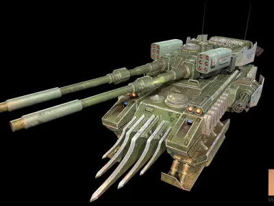Dystopian Tank Low-poly 3D model