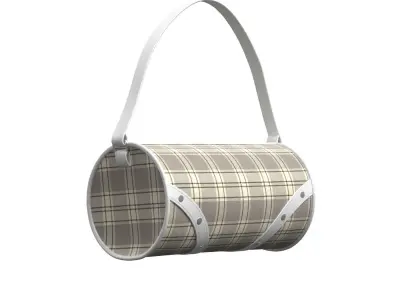 Ivory Plaid Leather Barrel Bag 3D model